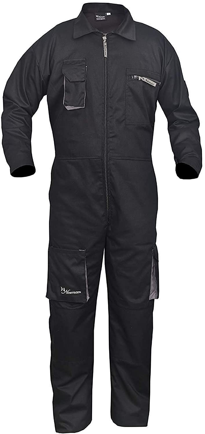 Tuta da lavoro nera da uomo per abiti da caldaia tuta meccanica Boilersuit  protettiva (L)