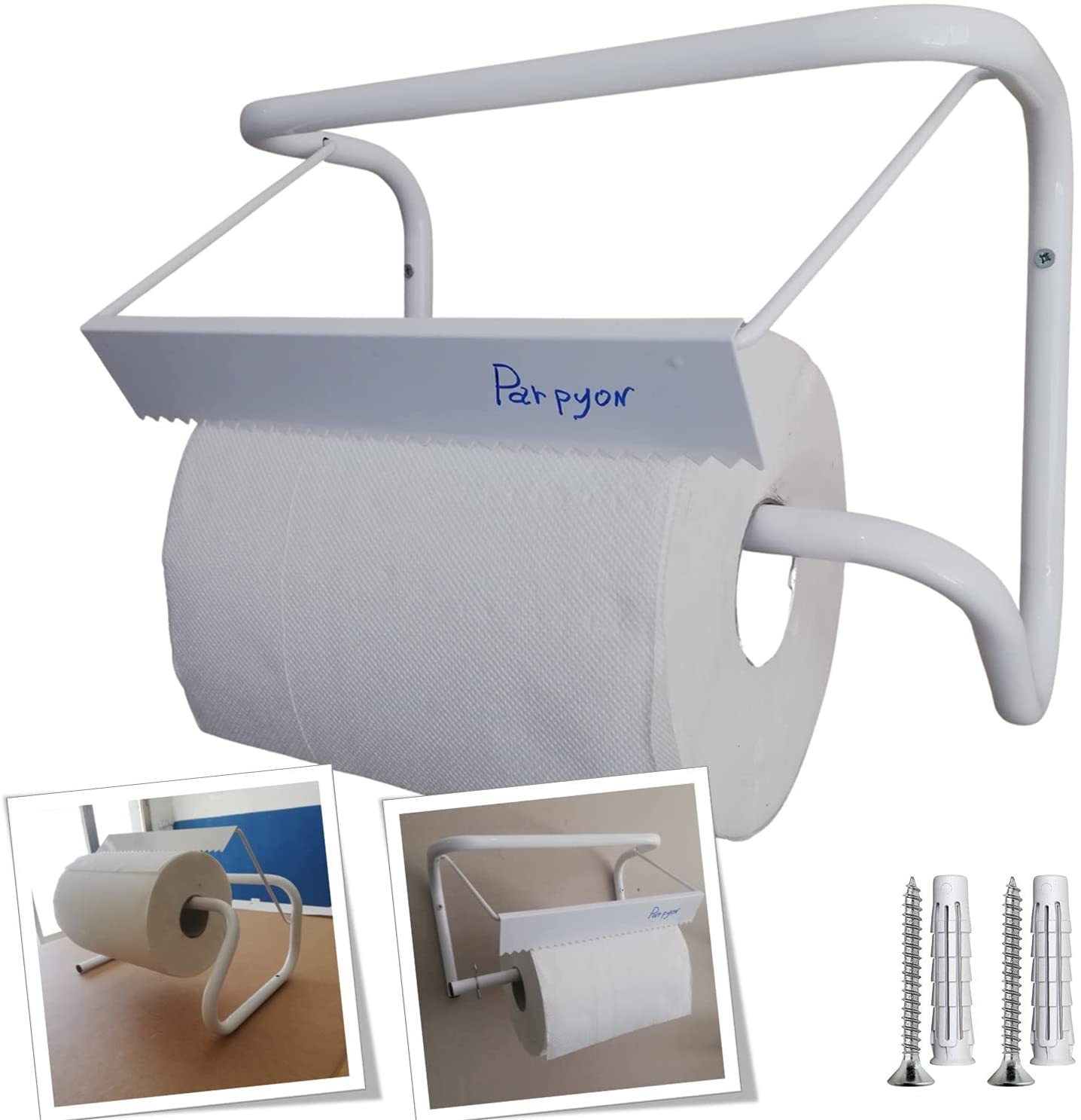 Parpyon® Nuovo Portarotolo industriale a muro porta asciugamani bagno per  rotoloni asciugatutto Ideale in cucina, garage, palestra, per bobina carta