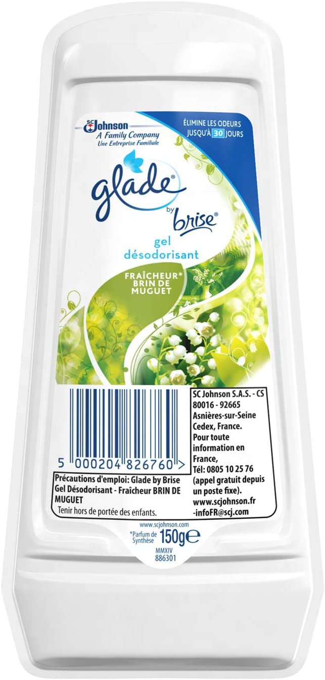 Glade by Brise - Gel solido deodorante per ambienti a lunga durata, fresco  nella casa, efficacia 1 mese, profumo di mughetto, 150 g (confezione da 2)  - Biostaff