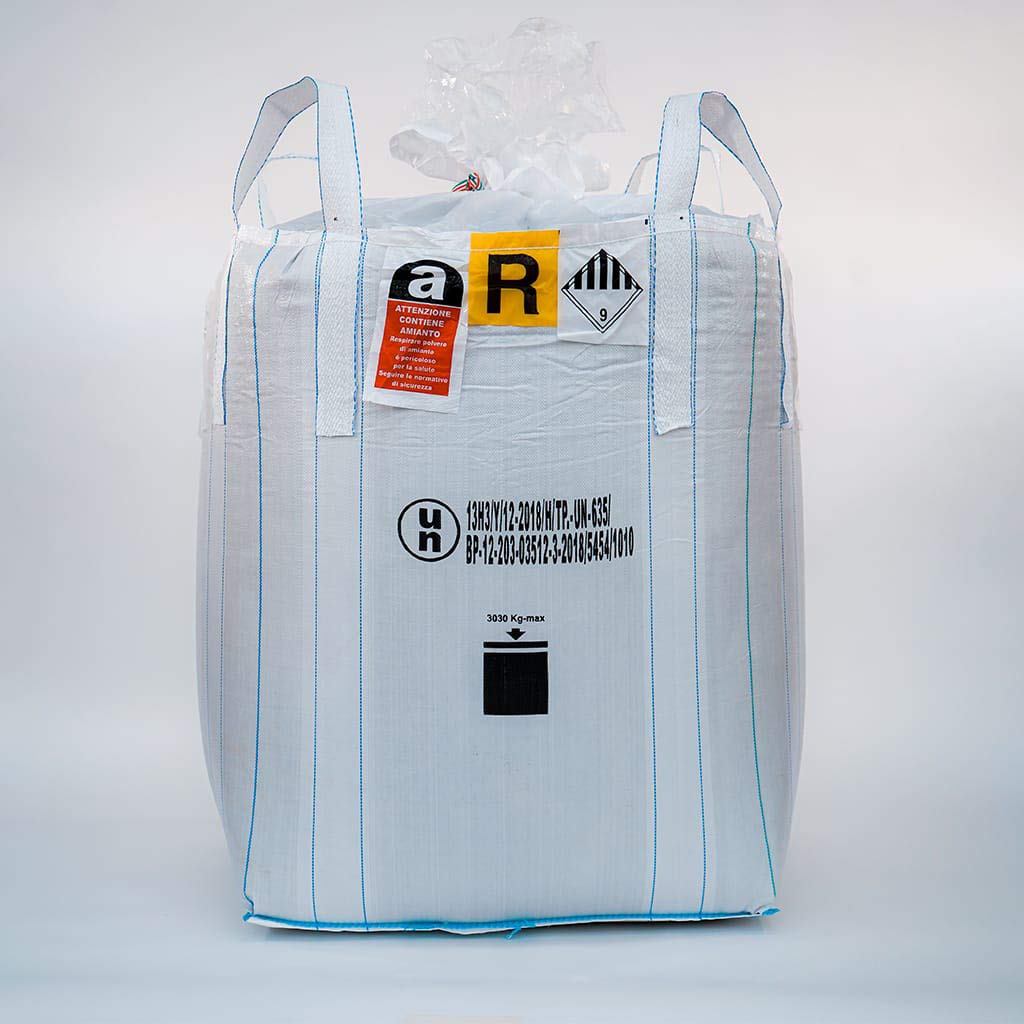 IMBALLAGGI 2000 -1x Big Bag OmologatiR+A con Caramella di Carico -  90x90x120 cm 1000Kg - Sacchi in Polipropilene per Rifiuti, Rifiuti  Speciali, Amianto, Residui e Imballaggio Materiali - Biostaff