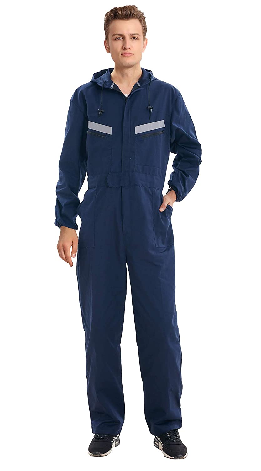 Oralidera Tuta da Lavoro da Uomo Multitasche Salopette da Lavoro con  Cappuccio, Policotone Pantaloni da Lavoro con Strisce ad Alta Visibilità  (M, Blu navy) - Biostaff