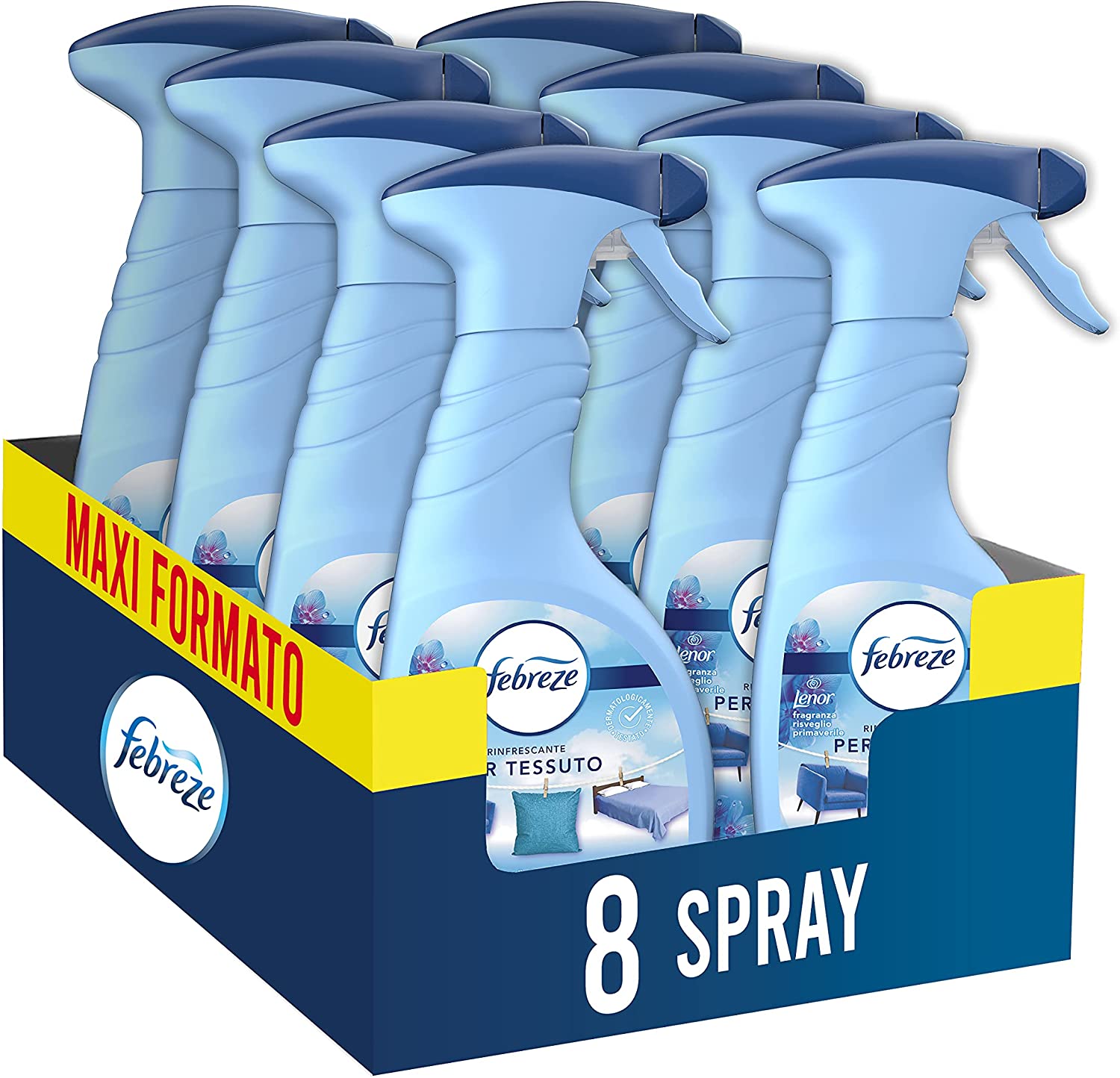 Febreze Spray Profumatore Armadio, Profumo di Lenor Risveglio Primevarile,  Maxi Formato, Elimina gli Odori Forti e Persistenti, Adatto sui Tessuti